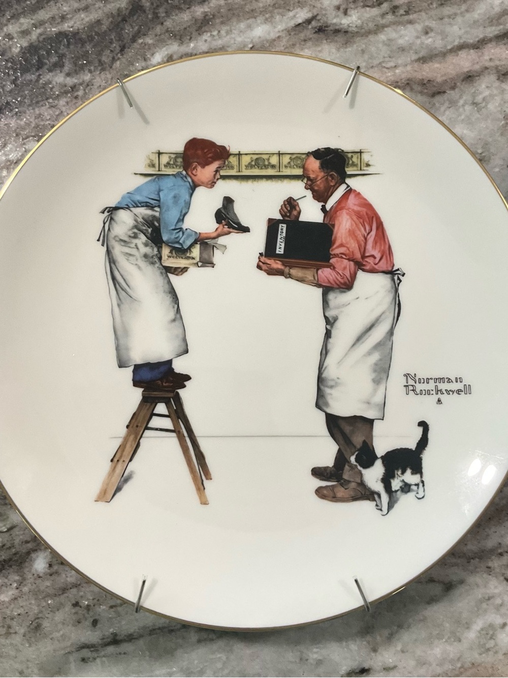 Gorham Decorative Plate - White with Gold Trim and Multi-Color Illustration